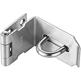 JQK Door Hasp Latch 90 Degree, Stainless Steel Safety Angle Locking Latch for Push/Sliding/Barn Door, 1.5mm Thickness Satin N