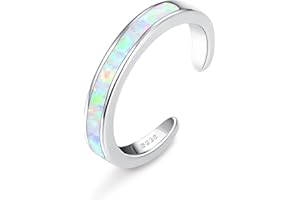 Subiceto 925 Sterling Silver Toe Rings for Women Adjustable 14K White Gold Plated Flower Cz Snake Twist Opal Band Rings Summe