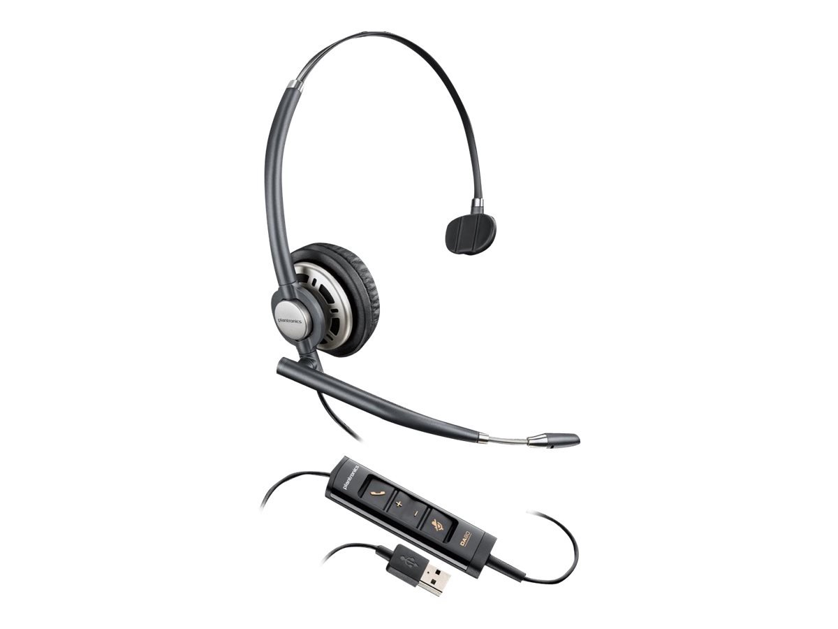 Plantronics EncorePro HW715 Over-the-Head Monaural Corded Headset with USB Connection and Noise Cancelling Microphone