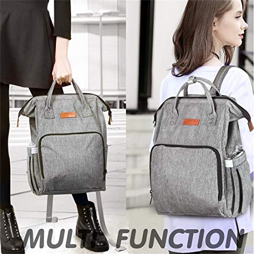 UBBCARE Diaper Bag Backpack Large Multi-Function Travel Back Pack Grey Baby Nappy Changing Bag for Mom and Dad with Changing Pad - Thumbnail 5
