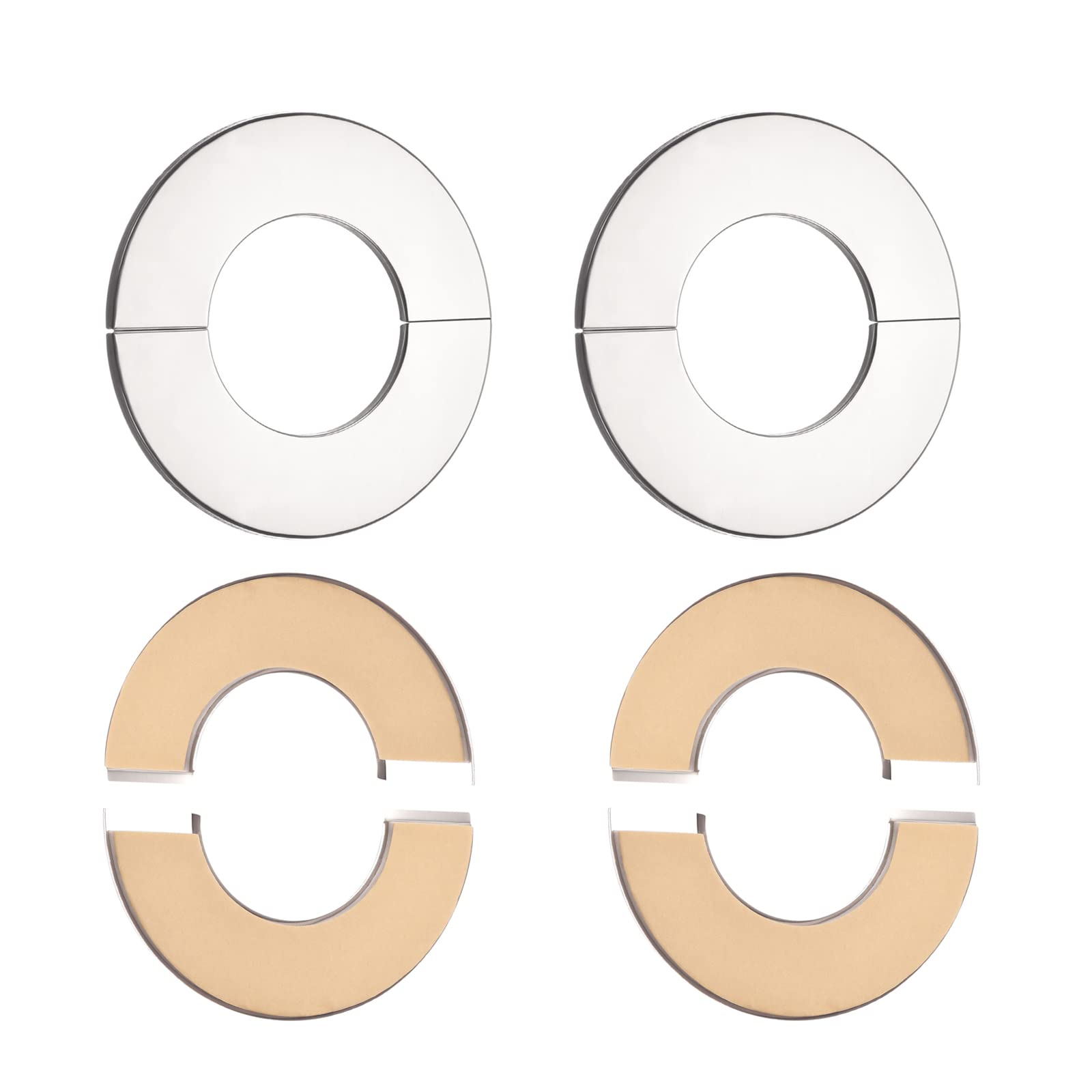 DTGN 140x5mm(DxT) Wall Split Flange - 4Pack - Good for Bathroom Kitchen 81mm Dia Pipe - Stainless Steel Round Escutcheon Plate - Silver Tone
