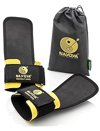 Nayoya - Correas de levantamiento de pesas - Con soporte para muñeca ajustable y almohadillas de agarre para proteger la palma de la mano.