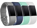 Tobfit Sport Bands Compatible with Fitbit Charge 2, 4 Pack, Replacement Wristbands for Women Men, Small/Large