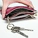 Itslife Triple Zipper Leather Mini Coin Purse Card Holder with Key Chain(Fuchsia)