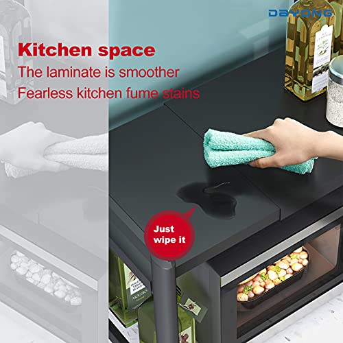 DAYONG Microwave Oven Rack,Expandable Horizontal Extension Microwave Shelf Toaster Oven Stand Rice Cooker Stand Kitchen Counter Top Organizer 2-tier with 6 Hooks