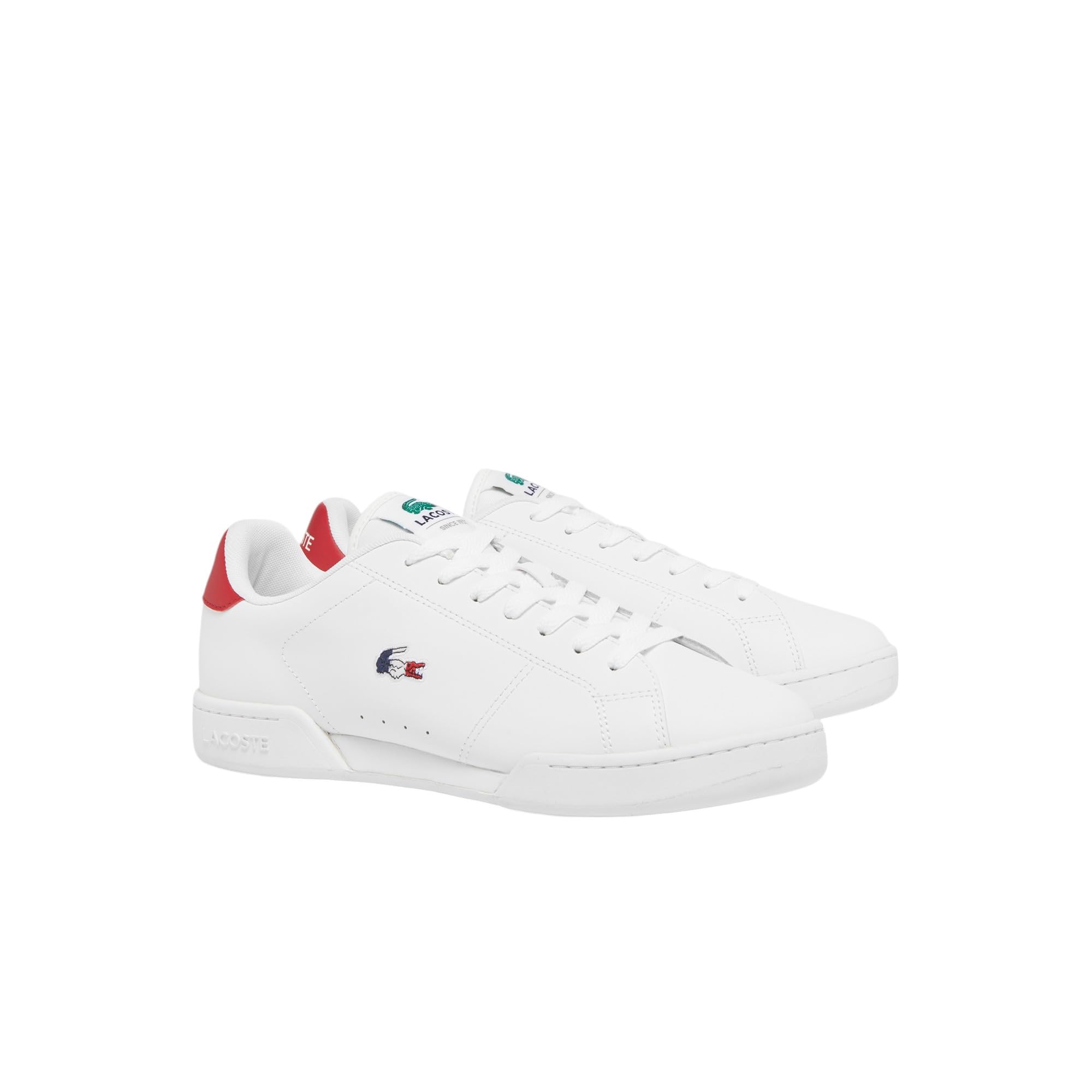 Lacoste Men’s Carnaby Cup Sneaker, White & Navy Red, 8