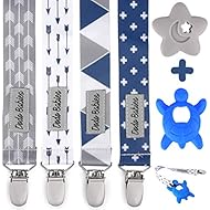 Pacifier Clip by Dodo Babies Pack of 4 + Pacifier Case, PremiumÂ Quality Modern Designs Universal Holder Leash for Boys and Girls, Teething Toy or Soothie, Baby Shower Gift Set