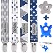 Pacifier Clip by Dodo Babies Pack of 4 + 2 Teether Toys, Premium Quality Modern Designs Universal Holder Leash for Boys and girls, Teething Toy or Soothie, Baby Shower Gift Se