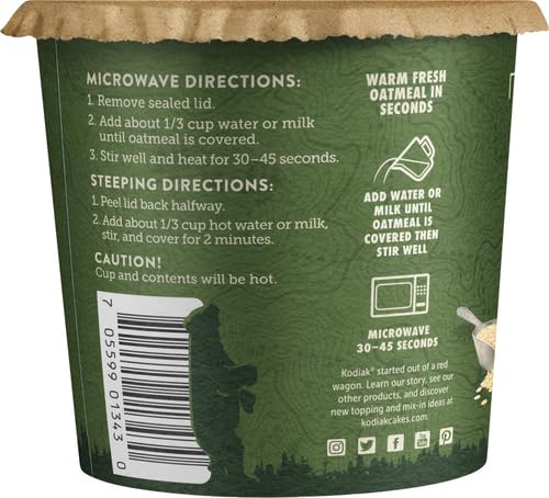 KODIAK INSTANT PROTEIN MAPLE & BROWN SUGAR OATMEAL IN A CUP, 2.12 OUNCE
