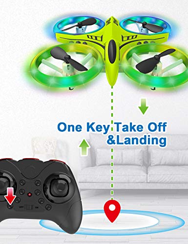 Dwi Dowellin 4.9 Inch Mini Drone for Kids with LED Lights Crash Proof One Key Take Off Landing Flips RC Remote Control… - Image 3