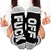 2018 Valentines Day Gifts for Men Women-Unisex Ribbed Knit Funny Fuck Off Cotton Half Crew Socks, Grey, One Size