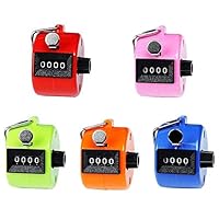 Cuikapu Step Counter 5 Pack Hand Held Tally Counter 4 Digits Manual Numbers Click Counter, 5 Color Handheld Tally Counter for Stadium Sport Coach School and Event
