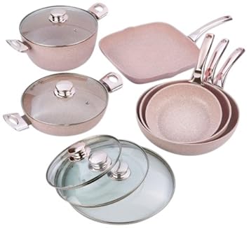 Bisetti BT-28661 - Batería de cocina (gres), color rosa: Amazon.es: Hogar