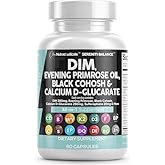 Clean Nutraceuticals DIM Evening Primrose Black Cohosh Calcium D-Glucarate Sulforaphane Flax Seed Extract - Hormonal Support Vitamins for Women with Dong Quai - 60 Caps