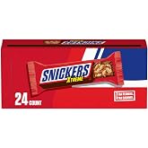 SNICKERS Xtreme Peanut and Caramel Chocolate Candy Bar, 24 Count | Quick snack, chocolate bar, candy bars, chocolate snacks, peanut caramel candy bar, 1.55 oz
