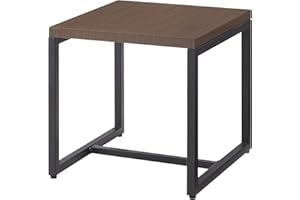 Rilyson Patio Tables Outdoor Coffee Table - Steel Side Tables End Table for Proch Deck Balcony Garden Squre Brown Tabletop