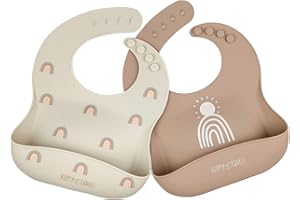 Hippypotamus Silicone Baby Bibs - Soft Waterproof Bibs for Babies & Toddlers - Set of 2 (Rainbows)