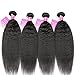 Brazilian Kinky Straight Bundles With Closure 100% Virgin Yaki Human Hair Bundles With Closure Free Part Yaki Straight Hair Bundles With Closure (10 10 10 10 with 8)
