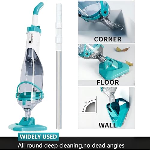 Cordless Pool Vacuum for Above Ground, Handheld Pool Spa Vacuum Cleaner for Rechargeable, Inground Pools Hot Tub,60" Extendable Pole, up to 19.5 GPM for Shallow Stepss,Leaves, Debris