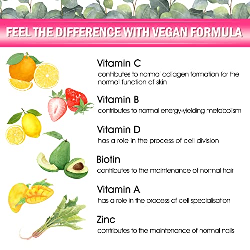 VEGEPOWER Biotin 10000mcg Hair Growth Gummies Sugar Free Vegan Vitamins Supports Healthy Skin and Nails Non-GMO Multivitamin Supplement for Women Men Strawberry 60Count