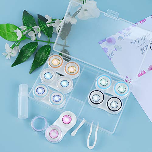 Meetory 8 Pack Contact Lens Travel Case, 2 Styles Portable Contact Lens Kit with Bottle, Tweezers, Container Holder for Travel & Home - FDA Approved - Thumbnail 2