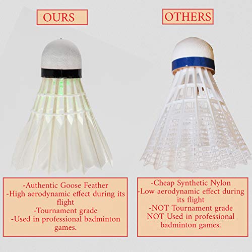 [8 Pack] LED Badminton Birdie Goose Feather Glow in The Dark Birdies