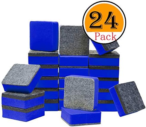 officematters Cute Magnetic Chalkboard Whiteboard Dry Erasers Cleaner. Pack of 24 (24Pcs - Blue)