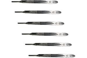 ATECKLAB 6-Pack Scalpel Handle 4: Heavy-Duty Stainless Steel Blades Holder for Dermaplaning, Estheticians & Precision Procedures –Fits all standard #20, #21, #22, #23, #24 and #25 scalpel blades