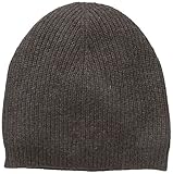 bela.nyc Women's Cashmere Ribbed Beanie, Chocolate Heather, One Size
