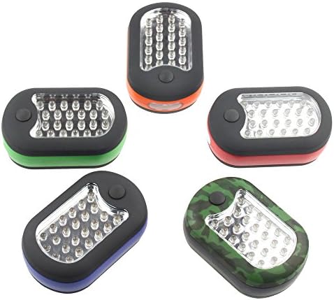 ECAREE F5005D 24+3 LED Work Light Set with Swivel Hook, 1 Orange + 1 Woodland Camouflage + 1 Blue + 1 Green + 1 Red
