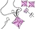 Fantom Jewelry 925 Sterling Silver Princess Cut Pink Pendant & Earring Combo Gift Set 1 Ct Each Stone 2 Ctw Earring