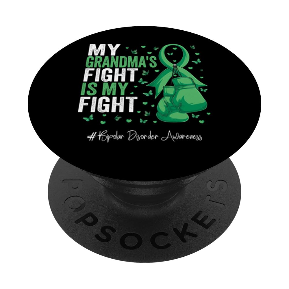 Green Ribbon Grandmother Bipolar Disorder Awareness PopSockets Swappable PopGrip