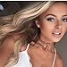 Udobuy 2 Pcs Set Fashion Simple Style Black Velvet PU Leather Choker Necklace Eye Bead Charm Tattoo Choker