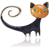 Fashion Cat Lapel Brooch Pin for Women Girls Cubic Zirconia Rhinestone Enamel Pet Animal Pin Clip Hat Scarves Sweater Dress Suit Jacket Brooches Pins Cute Jewelry Gifts Christmas