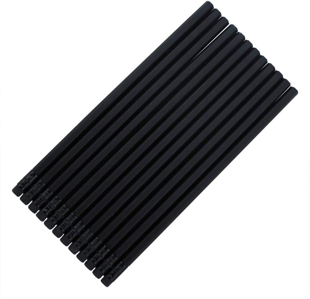 EZPENCILS & GIFTSBlank Pencils Bulk – Hexagon Pencils – Matte Black Barrel and Eraser – Package of 10 - Non-Personalized - 2HB Black Lead - School - Office - Blanks - Non-smear eraser