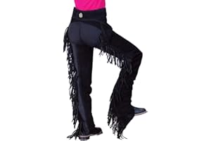 ROD'S TRUE WESTERN Kids' Premium Black Ultrasuede Chaps W/Stretch Panel