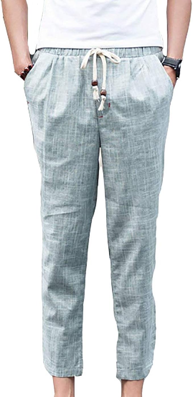 YDSH Mens Linen Casual Trousers,Men Lightweight Comfortable Casual