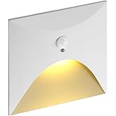 FVTLED Motion Sensor LED Step Lights, 3W AC 85-265V Stair Lights Indoor Outdoor, 3000K Warm White, Arc Design, IP44 Waterproof Staircase Lighting-White Shell