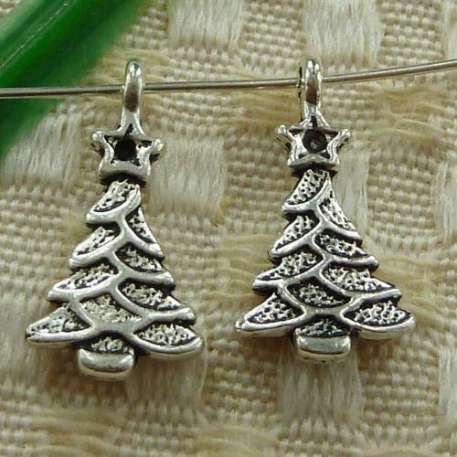 FidgetFidget Charms 80 Pieces Tibetan Silver Christmas Tree 20x11mm #3590