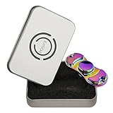 Posife Spinners EDC Fidget Spinner Rainbow - Premium Quality Kirsite - Ultra High Speed Bearings - Durable Stainless Steel Buttons - ADHD Focus Toy - Smooth 2-5 Minute Spins