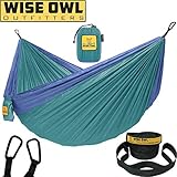 Wise Owl Outfitters Hammock Camping Double & Single with Tree Straps - USA Based Hammocks Brand Gear, Indoor Outdoor Backpacking Survival & Travel, Portable DO Gn/Blu
