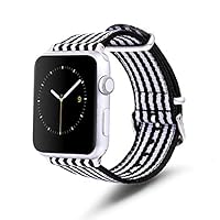 TinaWood Wristband Watch Strap Comfortable Denim Fabric Replacement Watch Band Compatible for iWatch Series 4/3/2/1 (Black and White, 38MM/40MM)