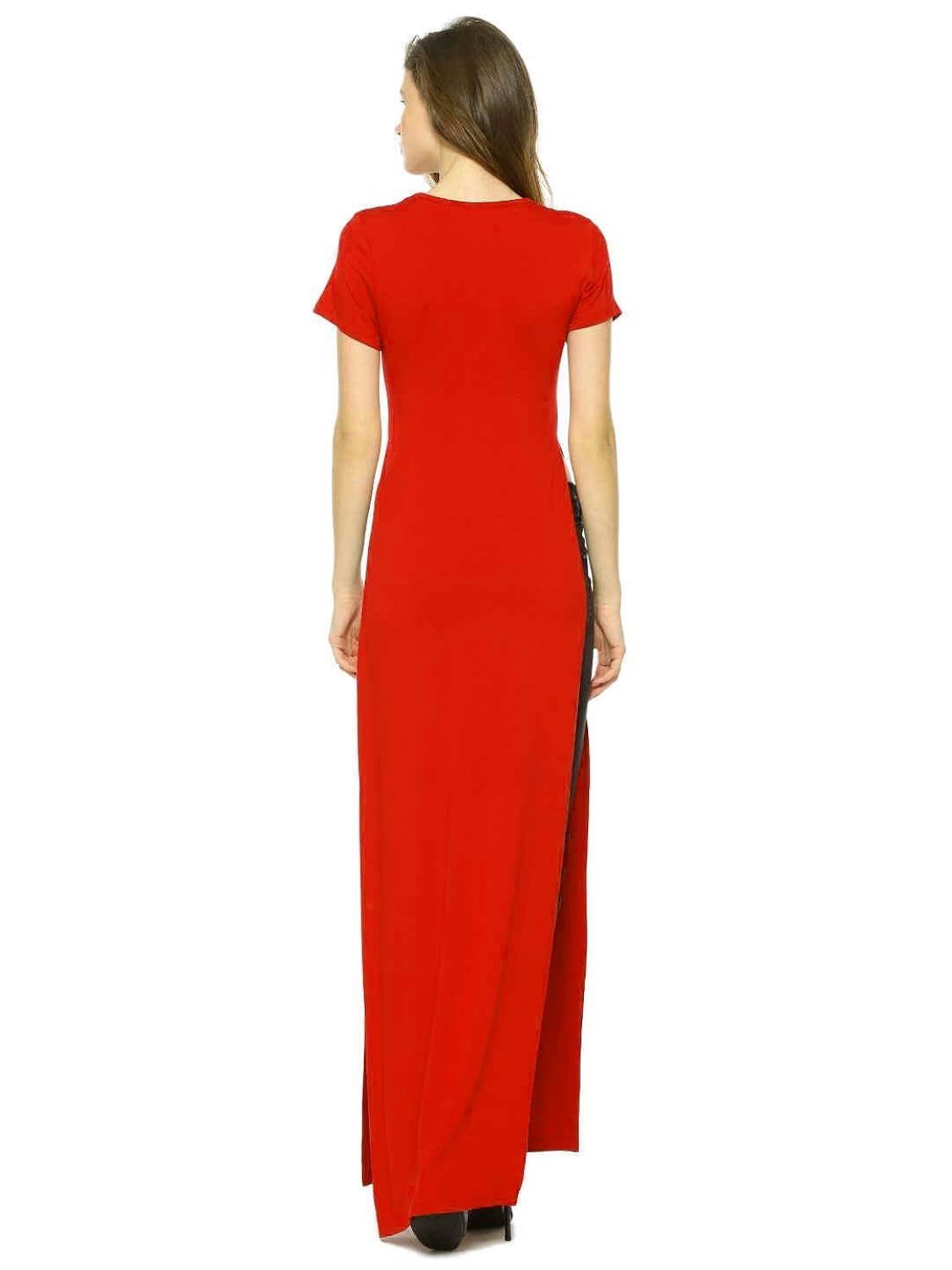 fabrange women's crepe high slit maxi top