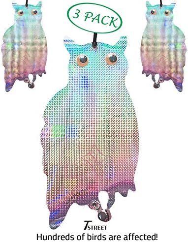 Bird Scare Owls-Effective Hanging Bird Repellent-Scare Woodpecker,Squirrels&amp;Birds Away From Your Garden,Farm,Windows&amp;Yard (3 pack)-By T STREET