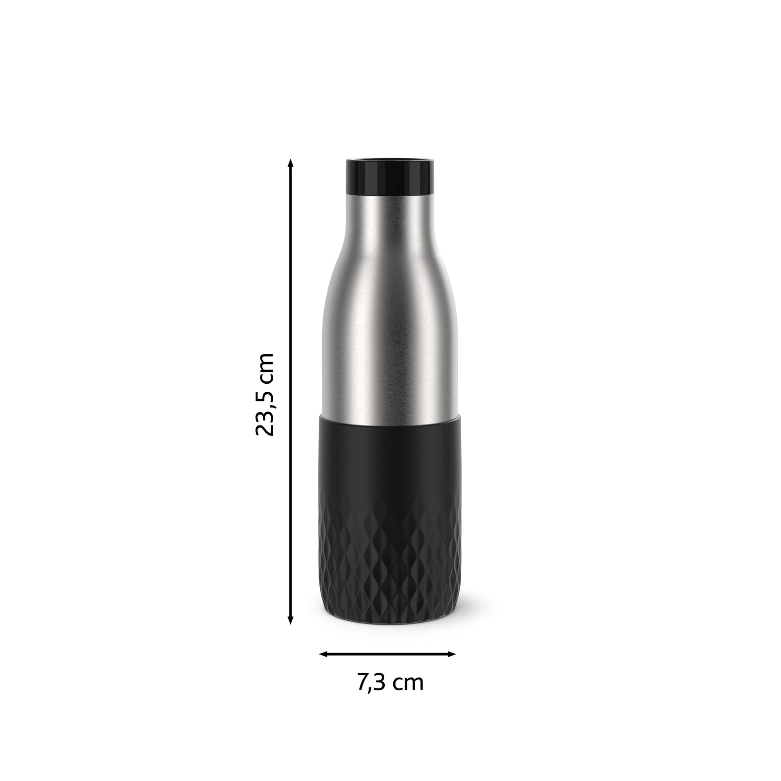 Emsa Bludrop Sleeve Isolier-Trinkflasche, 0,5 Liter, 100% dicht, Quick-Press Verschluss, Ergonomischer 360° Trinkgenuss,12h warm, 24h kühl, spülmaschinenfest, Edelstahl, Schwarz, N31105 3