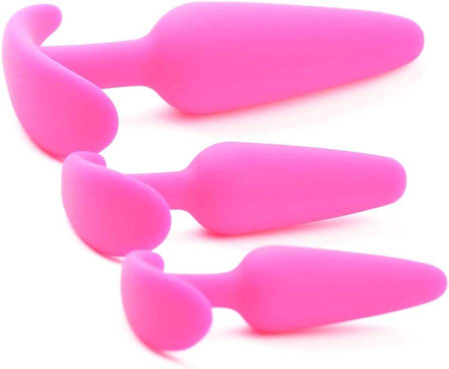 BeHorny Premium Grade Silicone Triple Butt Plug Set, Pink