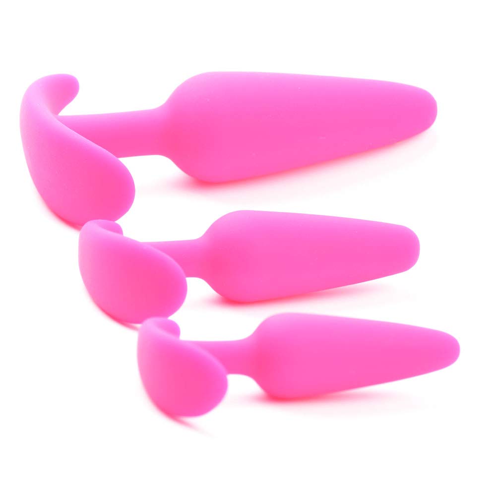 BeHorny Premium Grade Silicone Triple Butt Plug Set, Pink