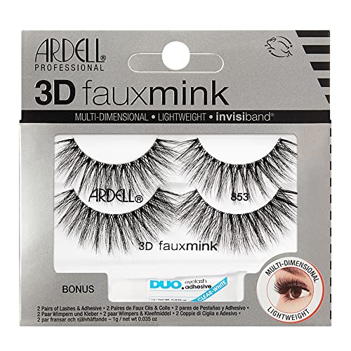 Ardell 3D Faux Mink Lashes 853, Duo Lash Adhesive Pipette 1g, Natural Volume Fa…