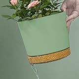 ZMTECH 25cm Plant Pots Modern Planters with Drainage Holes Set of 2 Green view 2