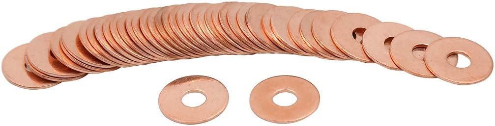 X AUTOHAUX 40pcs M6 x 18mm x 1mm Copper Flat Washer Sealing Ring for Screw Bolt, Copper Tone, 6*18*1mm - Image 3